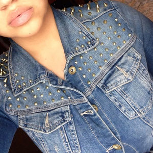 Forever 21 Spike Studs Denim Jacket
